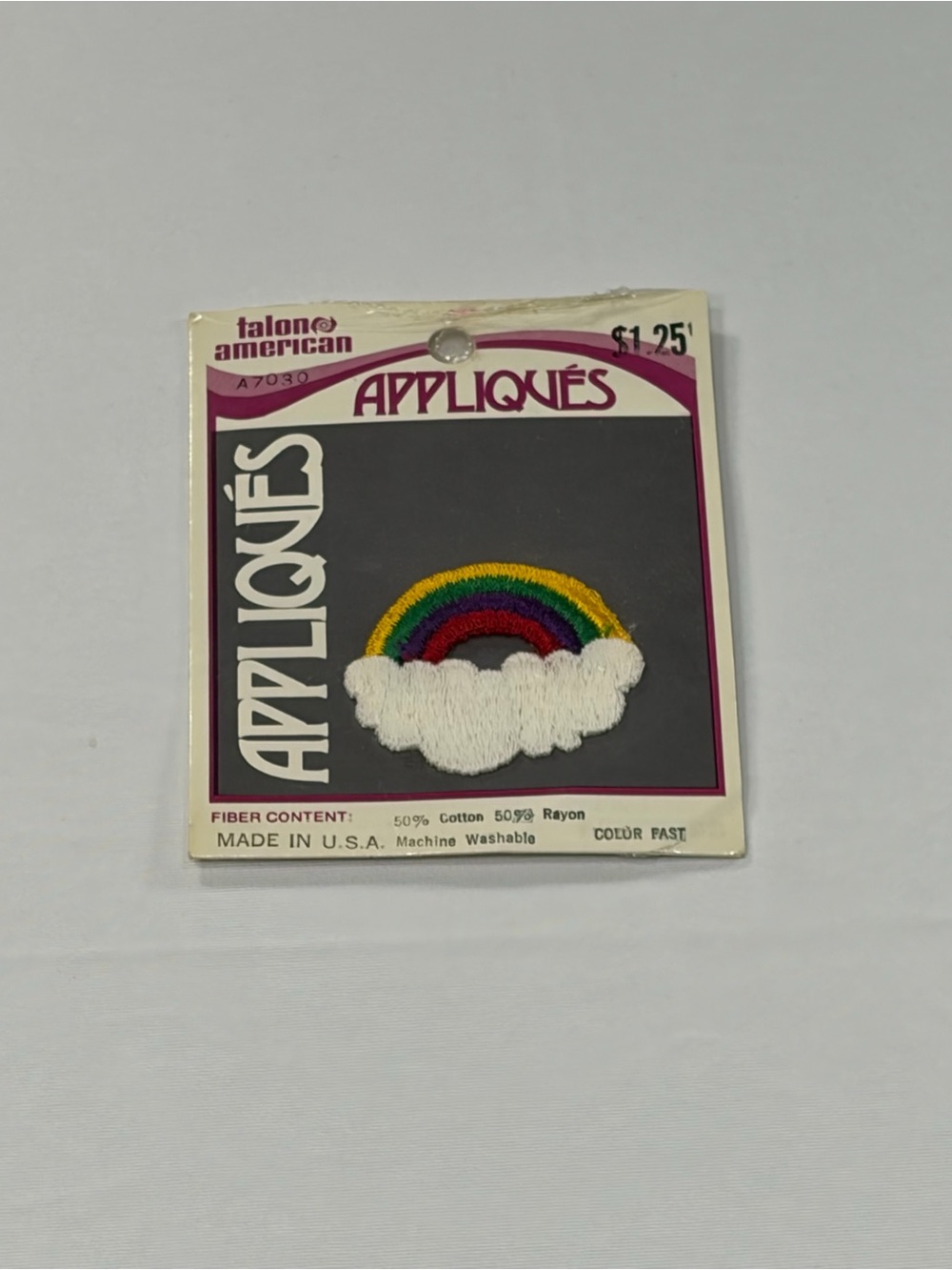 Vintage Rainbow Cloud Iron On Applique Patch Talon American Embroidered USA
